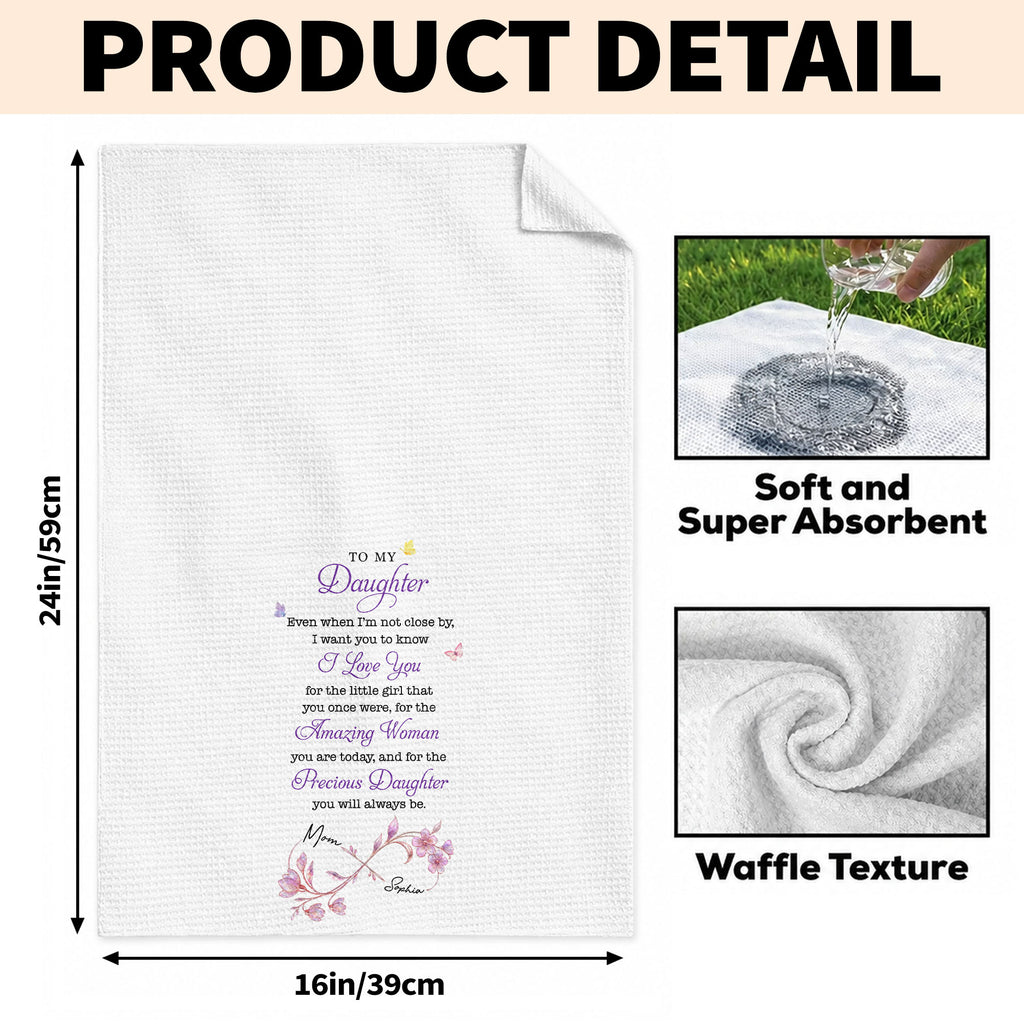 Personalized Kitchen Towel for Daughter Infinity Flowers Gift Kitchen Towel GradoCreations