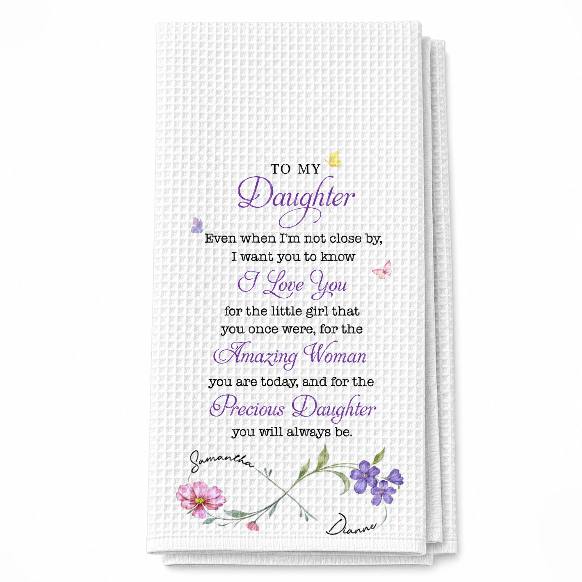 Personalized Kitchen Towel Gift for Daughter with Butterflies Kitchen Towel GradoCreations