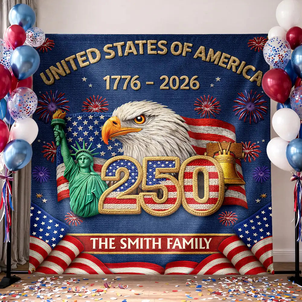 Personalized Patriotic Backdrop for Family 250th Anniversary Gift