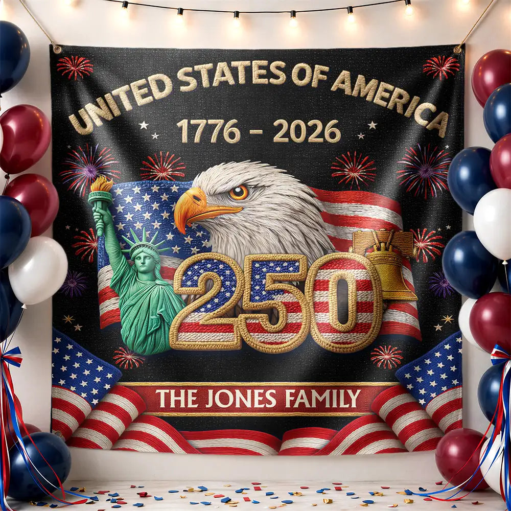 Personalized Patriotic Backdrop for Family 250th Anniversary Gift