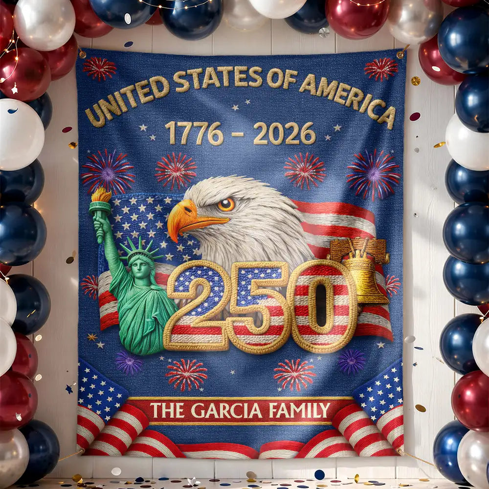 Personalized Patriotic Backdrop for Family 250th Anniversary Gift