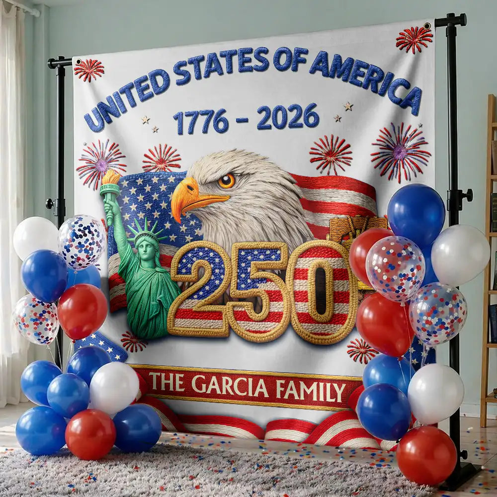 Personalized Patriotic Backdrop for Family 250th Anniversary Gift