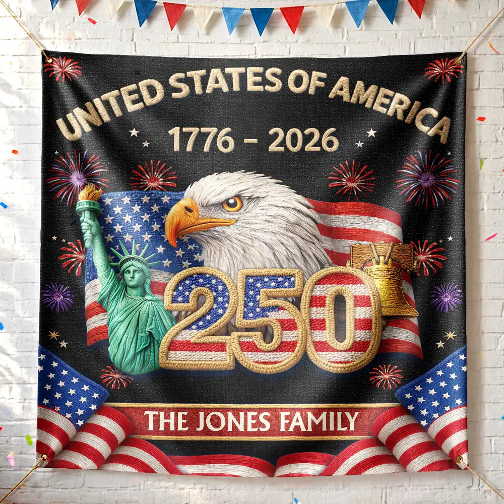 Personalized Patriotic Backdrop for Family 250th Anniversary Gift