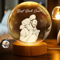 Personalized Dad Photo Crystal Globe Lamp Custom Engraved Gift