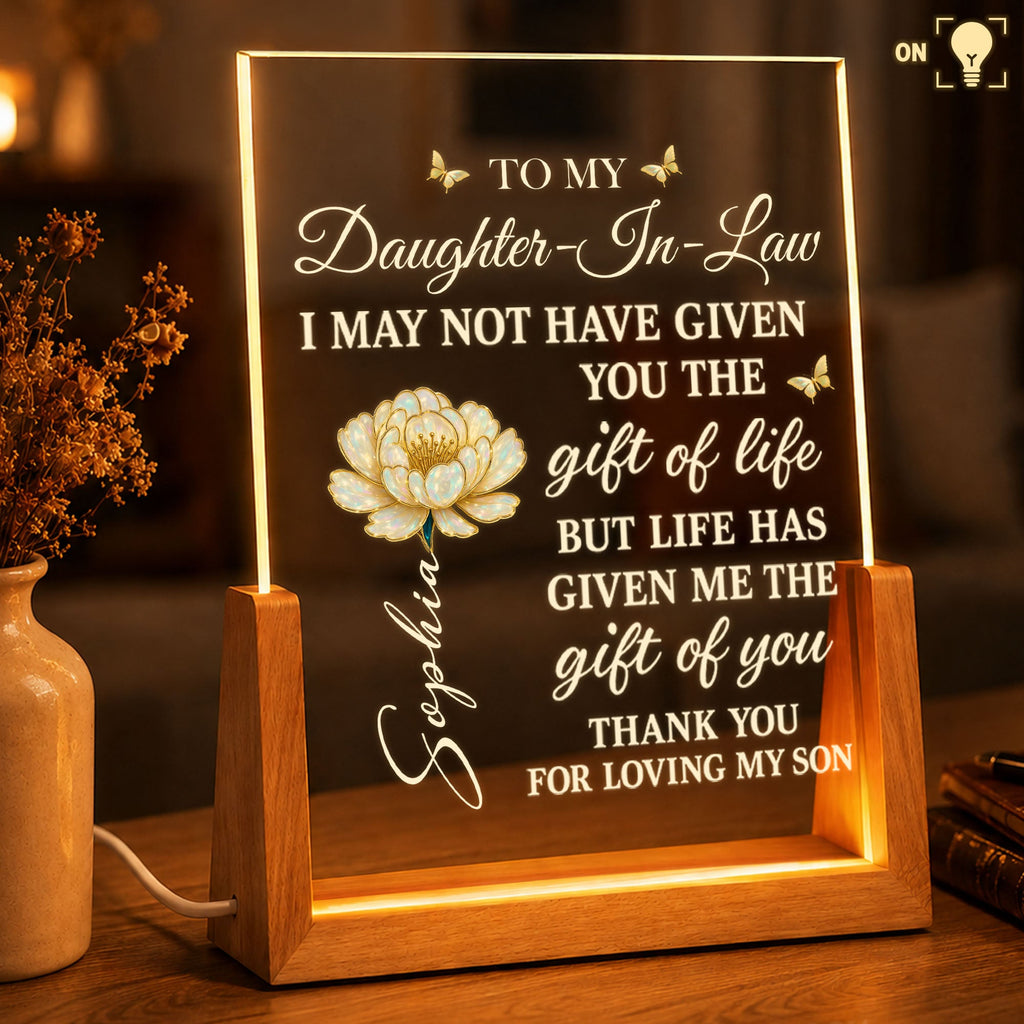 Personalized Acrylic Night Light Custom Gift for Daughter-in-Law Wood and Acrylic Night Light GradoCreations