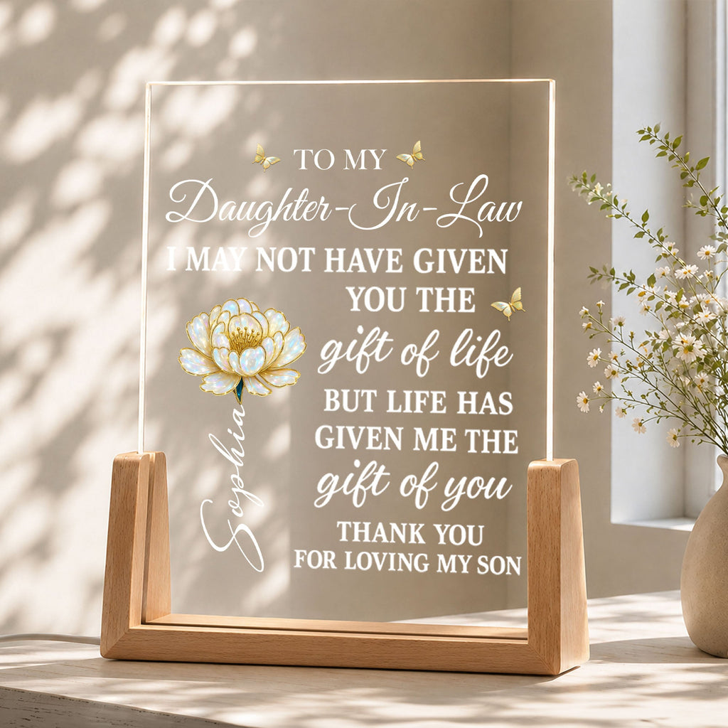 Personalized Acrylic Night Light Custom Gift for Daughter-in-Law Wood and Acrylic Night Light GradoCreations