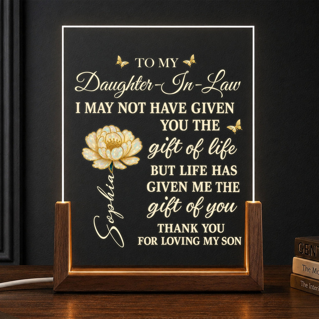 Personalized Acrylic Night Light Custom Gift for Daughter-in-Law Wood and Acrylic Night Light GradoCreations