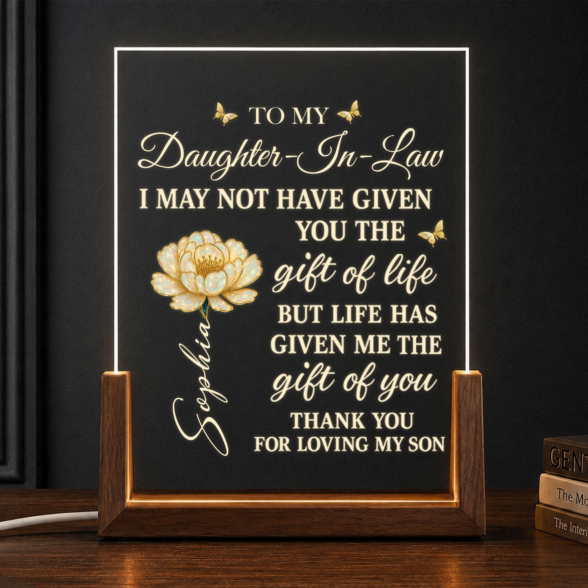 Personalized Acrylic Night Light Custom Gift for Daughter-in-Law Wood and Acrylic Night Light GradoCreations