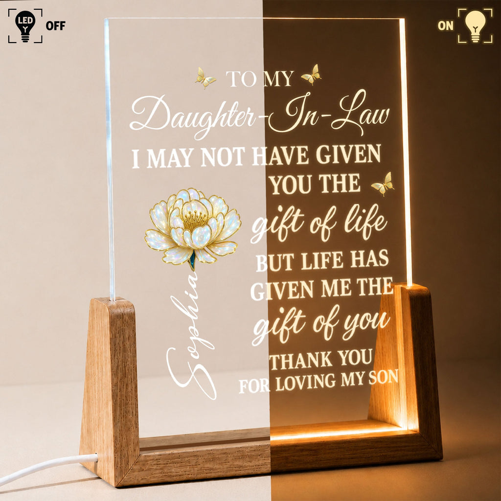 Personalized Acrylic Night Light Custom Gift for Daughter-in-Law Wood and Acrylic Night Light GradoCreations