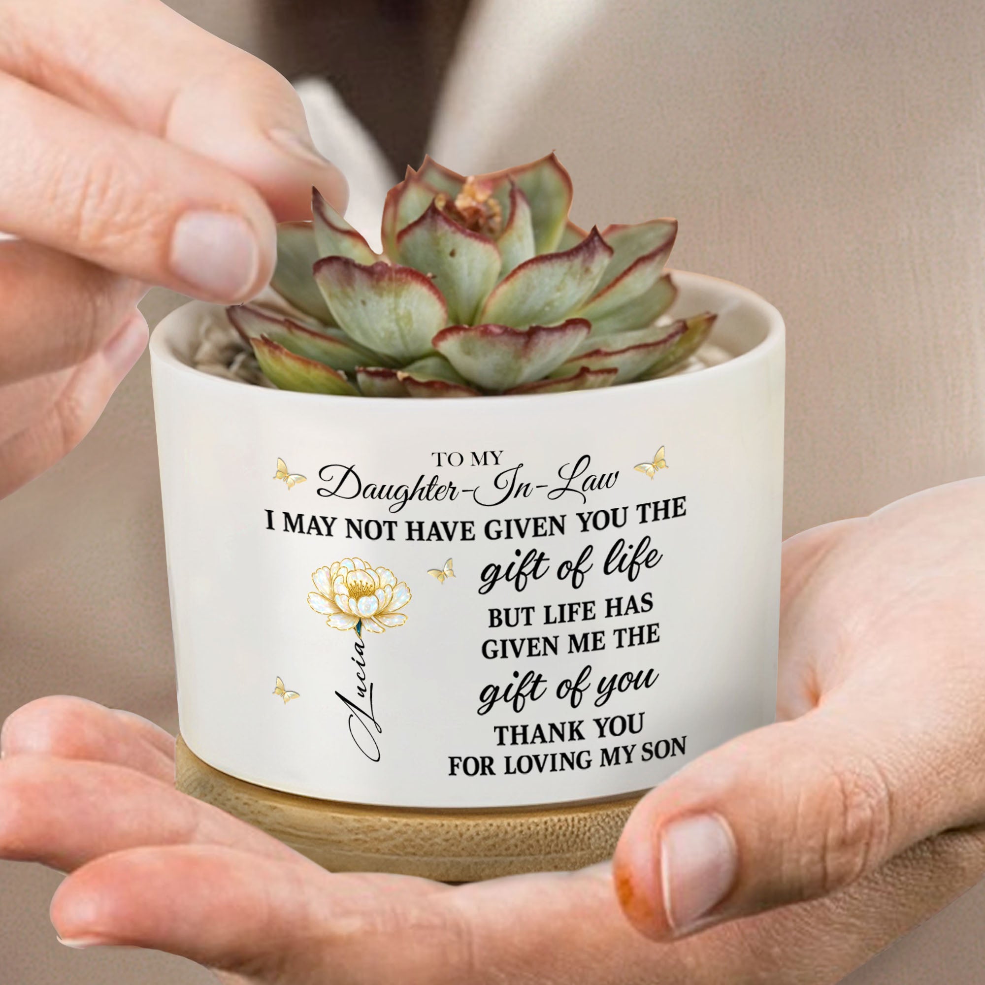 Personalized Ceramic Plant Pot Custom Gift for Daughter-in-Law Ceramic Plant Pot GradoCreations