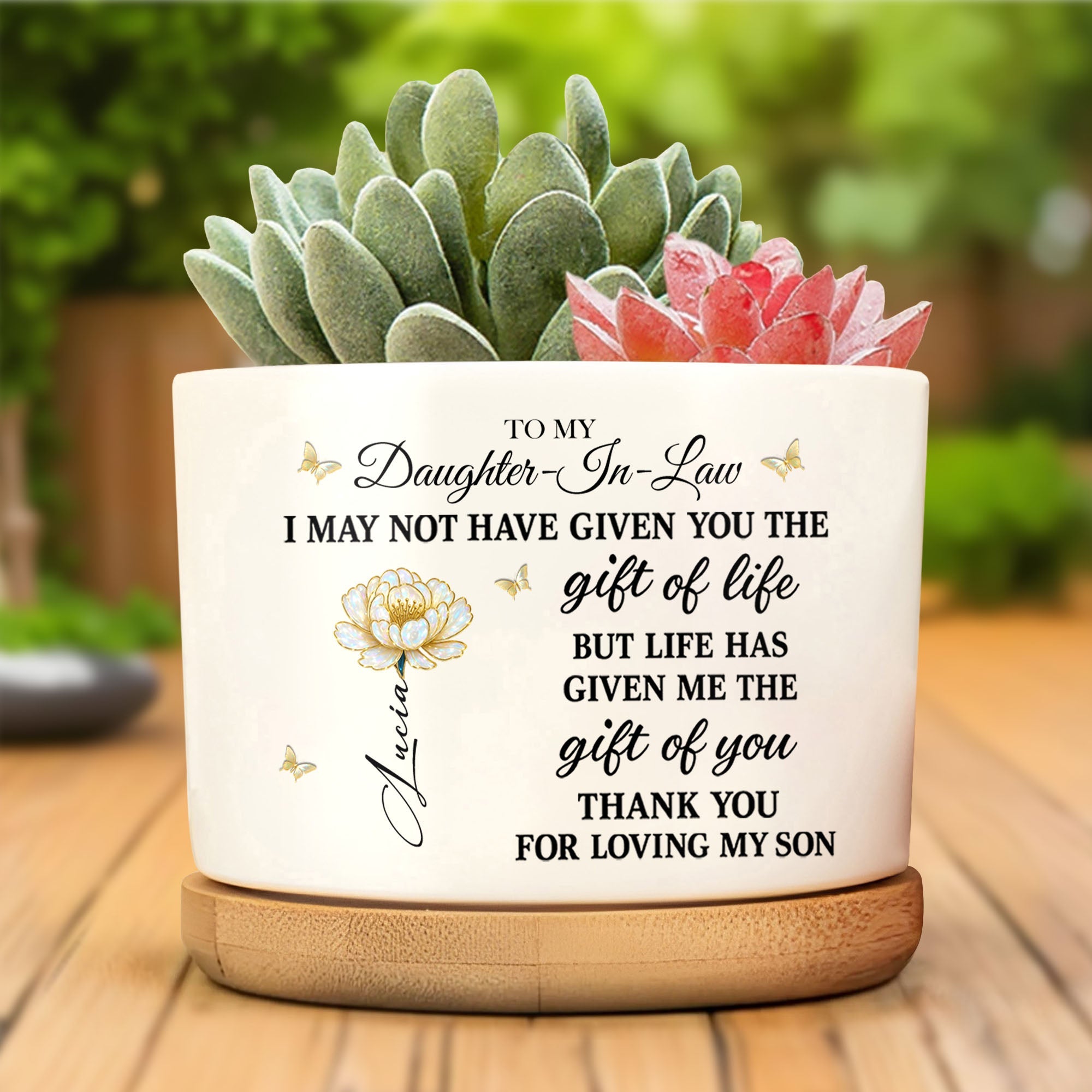 Personalized Ceramic Plant Pot Custom Gift for Daughter-in-Law Ceramic Plant Pot GradoCreations