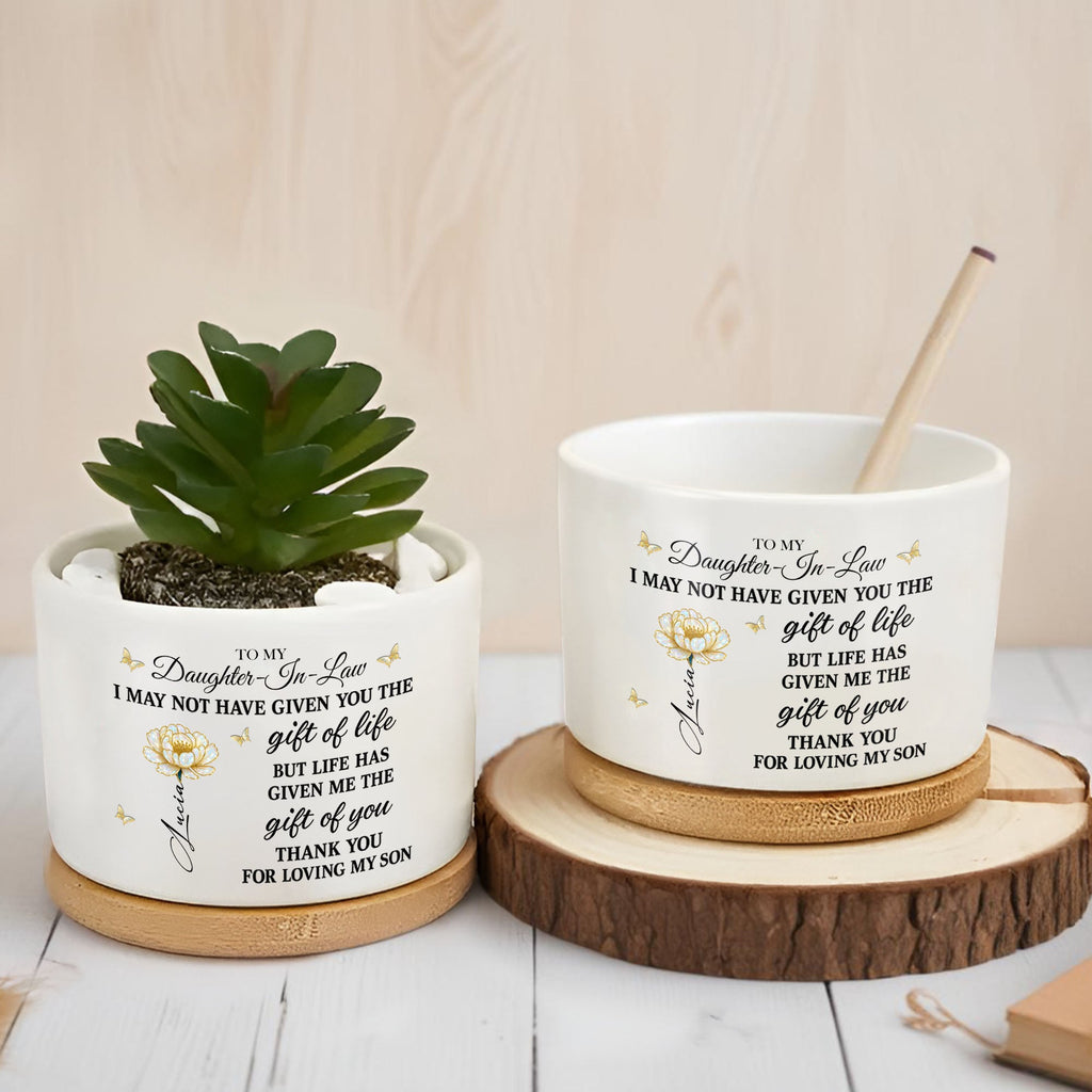 Personalized Ceramic Plant Pot Custom Gift for Daughter-in-Law Ceramic Plant Pot GradoCreations