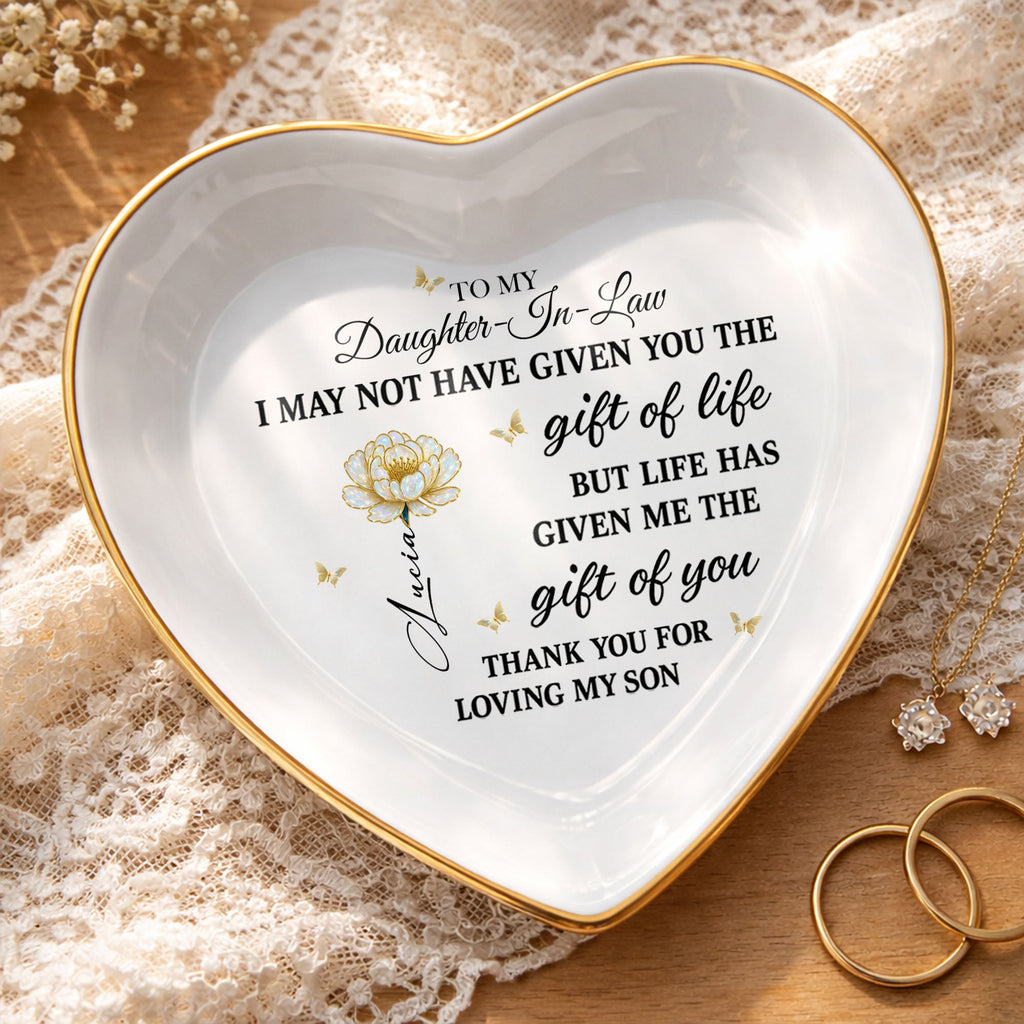Personalized Heart-Shaped Jewelry Dish Custom Name Gift for Daughter-in-Law Heart Jewelry Dish GradoCreations