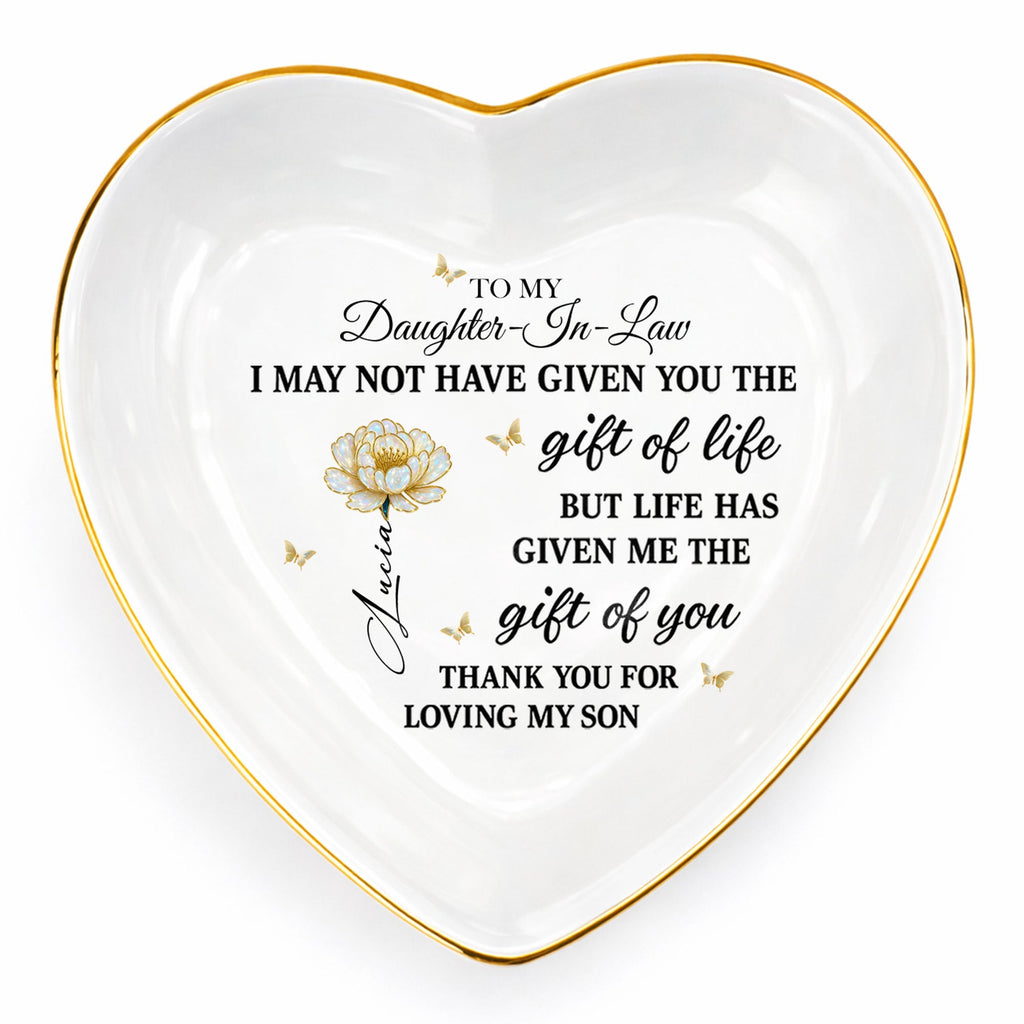 Personalized Heart-Shaped Jewelry Dish Custom Name Gift for Daughter-in-Law Heart Jewelry Dish GradoCreations