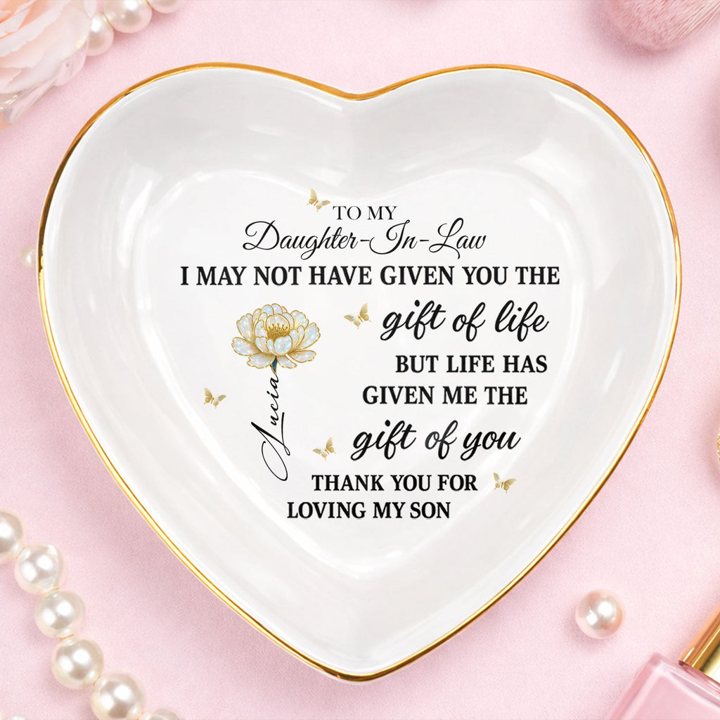 Personalized Heart-Shaped Jewelry Dish Custom Name Gift for Daughter-in-Law Heart Jewelry Dish GradoCreations