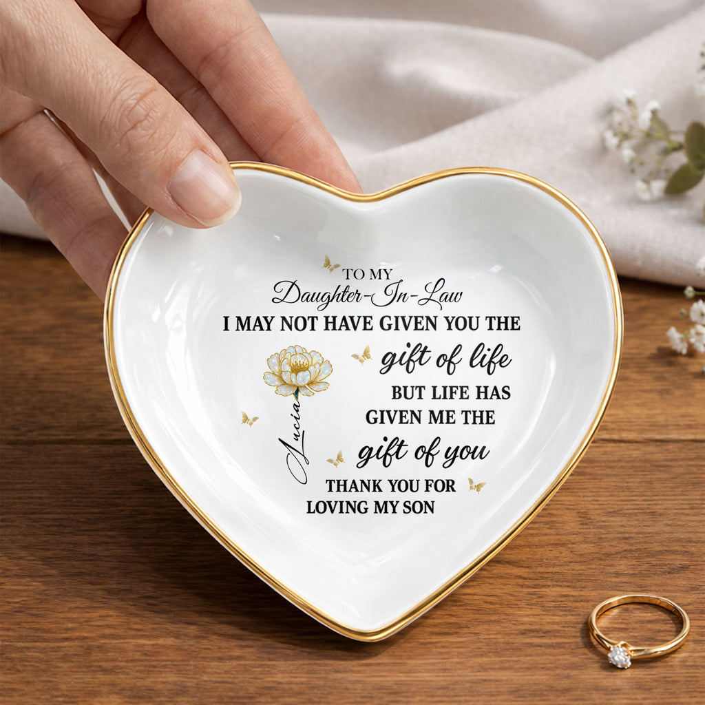 Personalized Heart-Shaped Jewelry Dish Custom Name Gift for Daughter-in-Law Heart Jewelry Dish GradoCreations