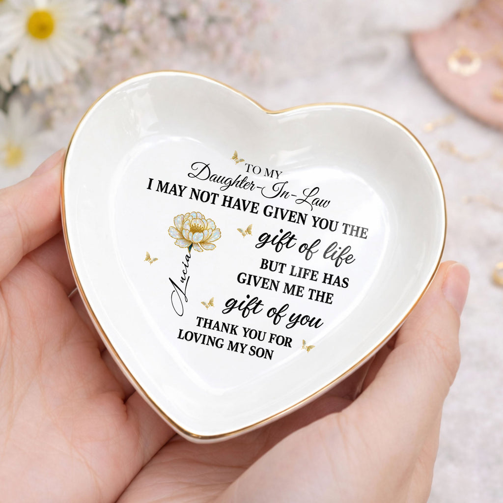 Personalized Heart-Shaped Jewelry Dish Custom Name Gift for Daughter-in-Law Heart Jewelry Dish GradoCreations