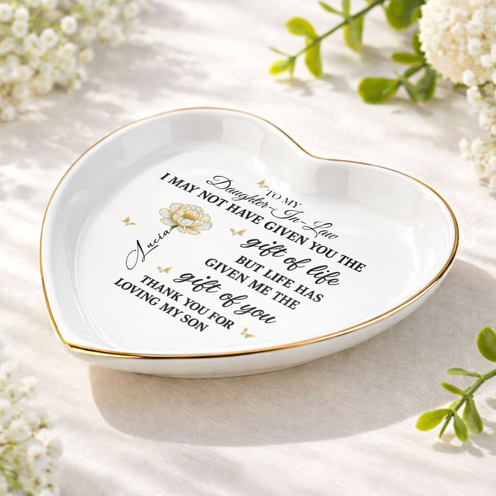 Personalized Heart-Shaped Jewelry Dish Custom Name Gift for Daughter-in-Law Heart Jewelry Dish GradoCreations