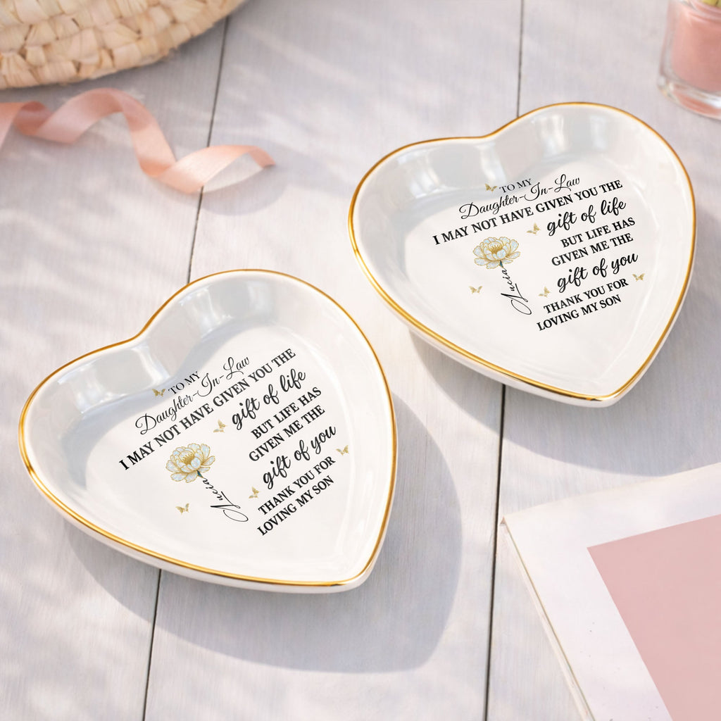 Personalized Heart-Shaped Jewelry Dish Custom Name Gift for Daughter-in-Law Heart Jewelry Dish GradoCreations
