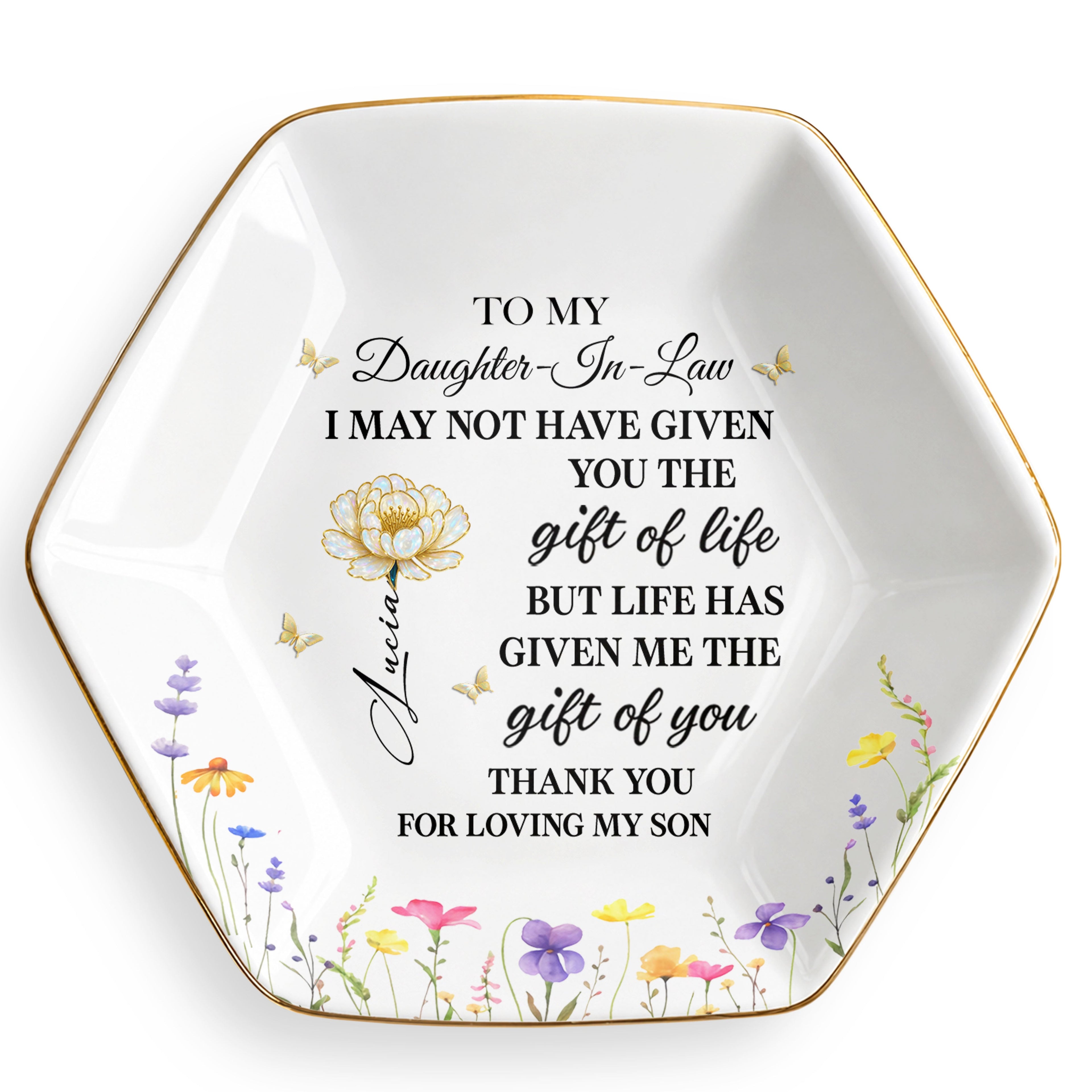 Personalized Ceramic Jewelry Dish Custom Gift for Daughter-in-Law Jewelry Dish GradoCreations
