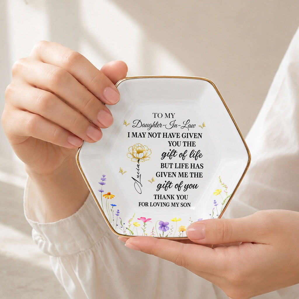 Personalized Ceramic Jewelry Dish Custom Gift for Daughter-in-Law Jewelry Dish GradoCreations