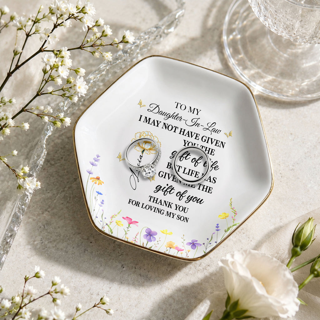 Personalized Ceramic Jewelry Dish Custom Gift for Daughter-in-Law Jewelry Dish GradoCreations
