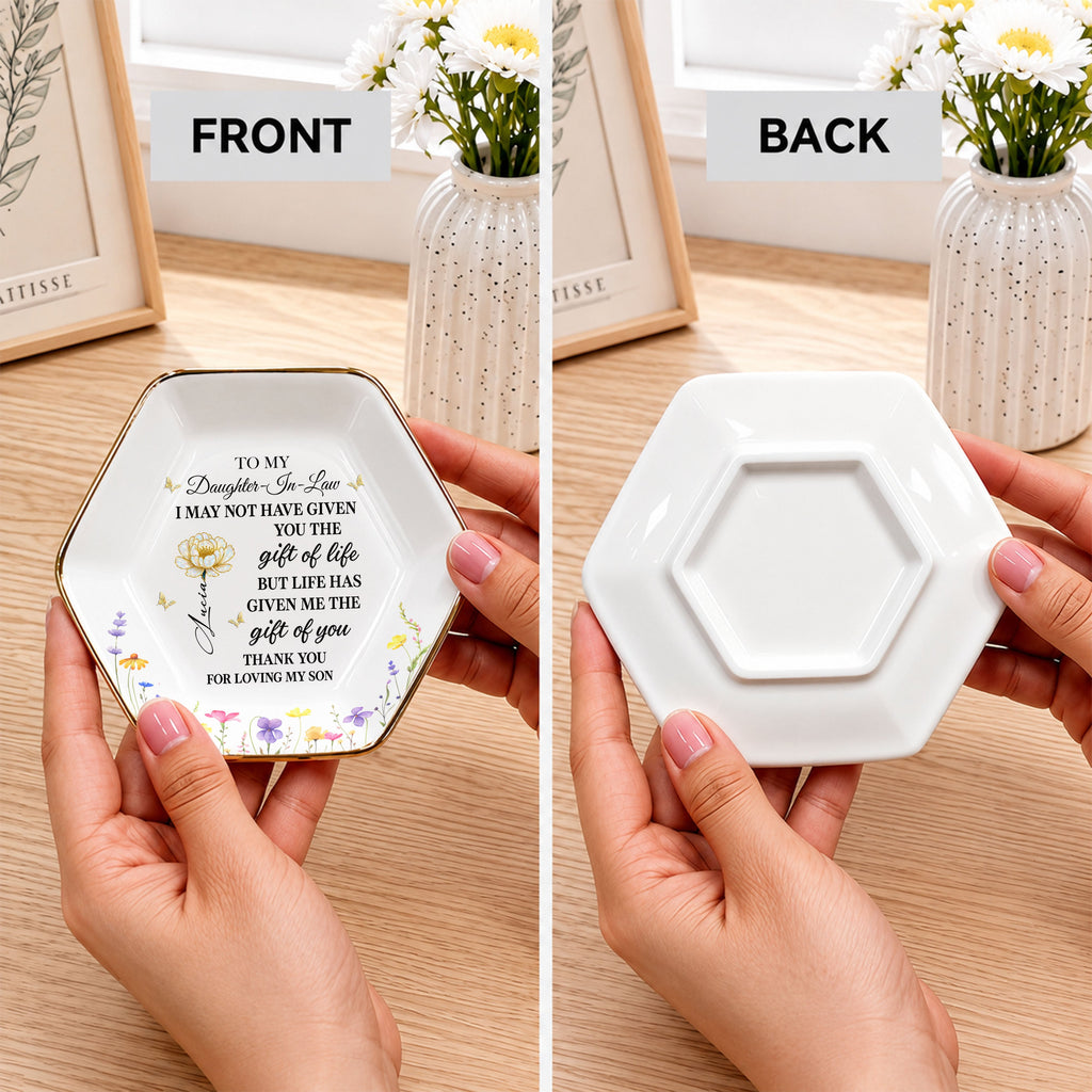 Personalized Ceramic Jewelry Dish Custom Gift for Daughter-in-Law Jewelry Dish GradoCreations