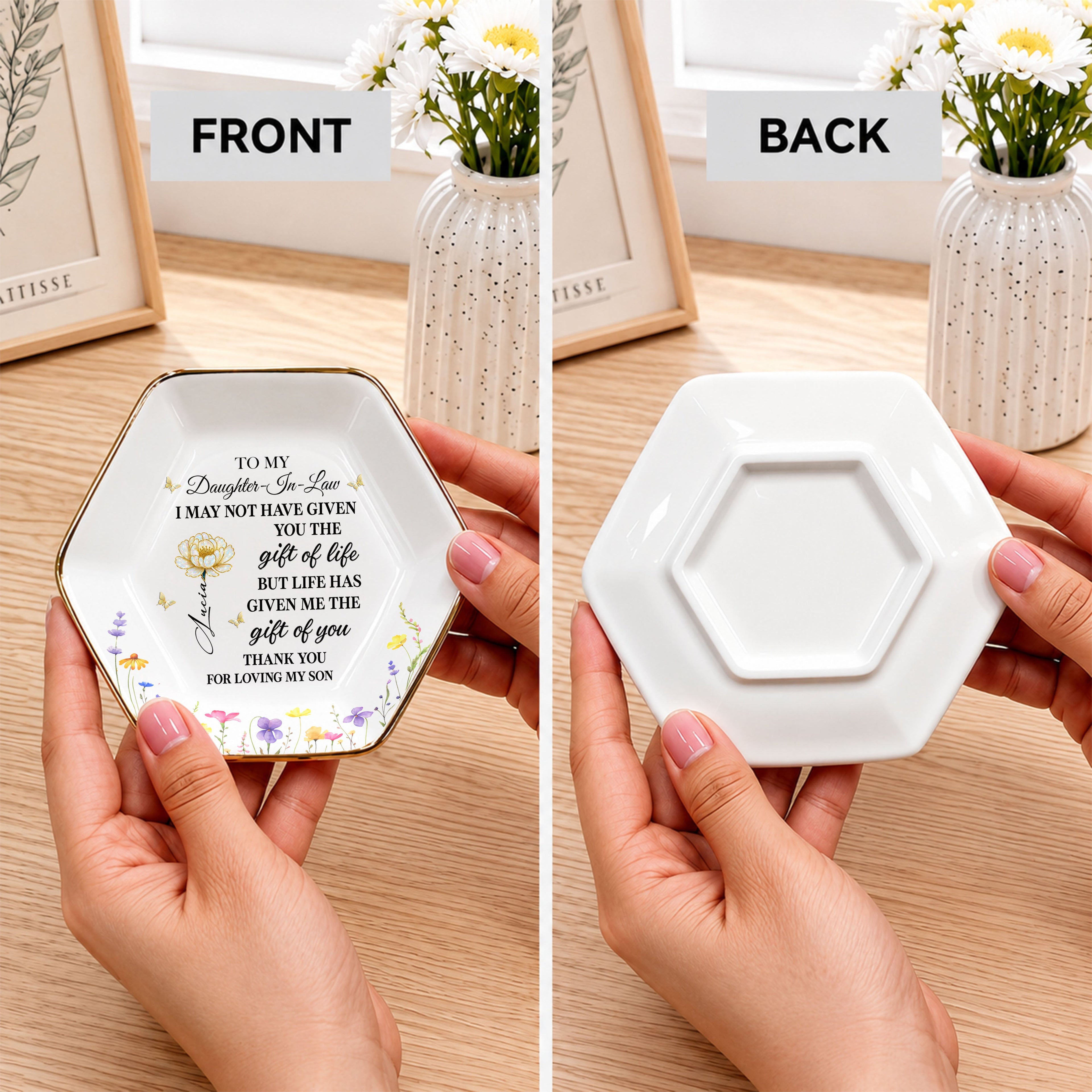 Personalized Ceramic Jewelry Dish Custom Gift for Daughter-in-Law Jewelry Dish GradoCreations