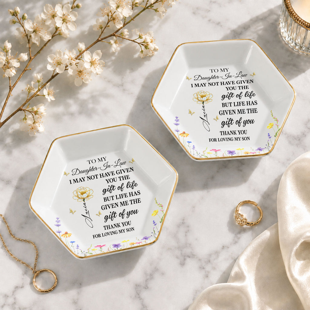 Personalized Ceramic Jewelry Dish Custom Gift for Daughter-in-Law Jewelry Dish GradoCreations