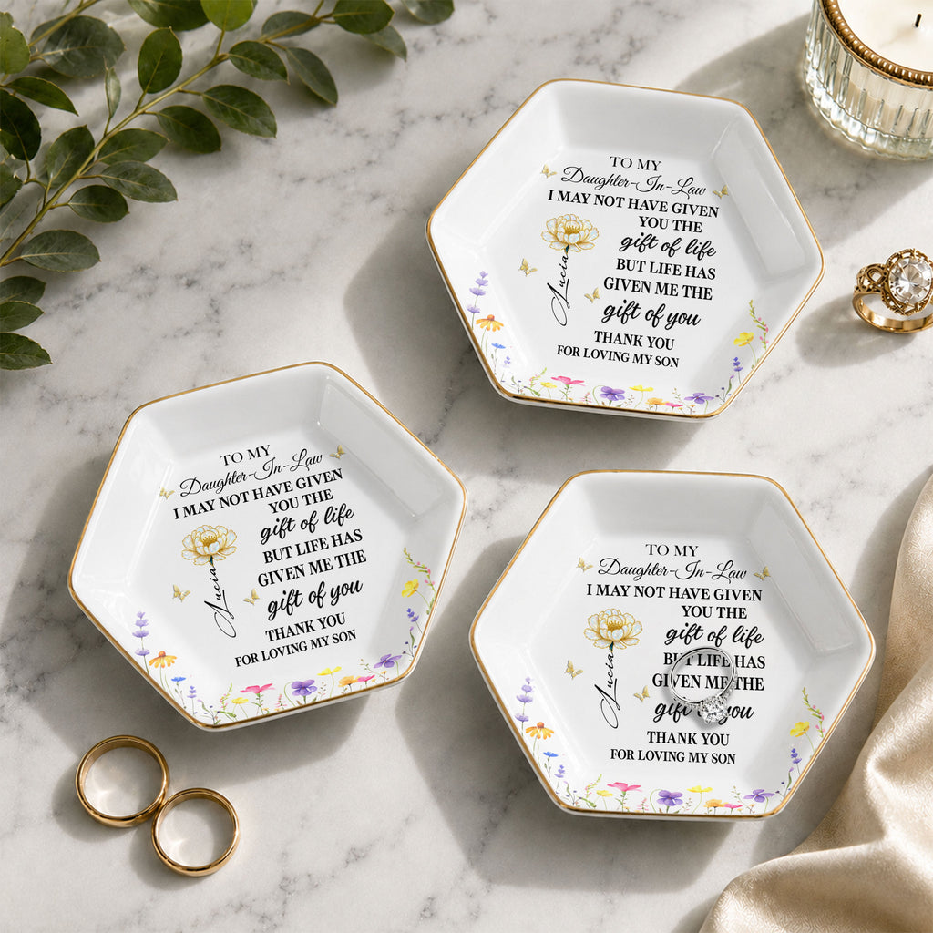 Personalized Ceramic Jewelry Dish Custom Gift for Daughter-in-Law Jewelry Dish GradoCreations