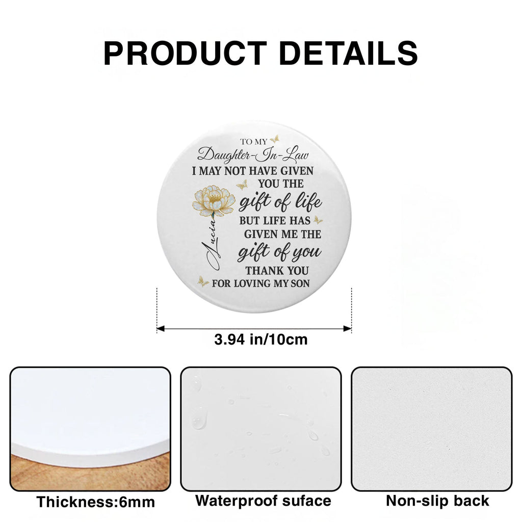 Personalized Flower Ceramic Coaster Gift for Daughter-in-Law Ceramic Coaster GradoCreations