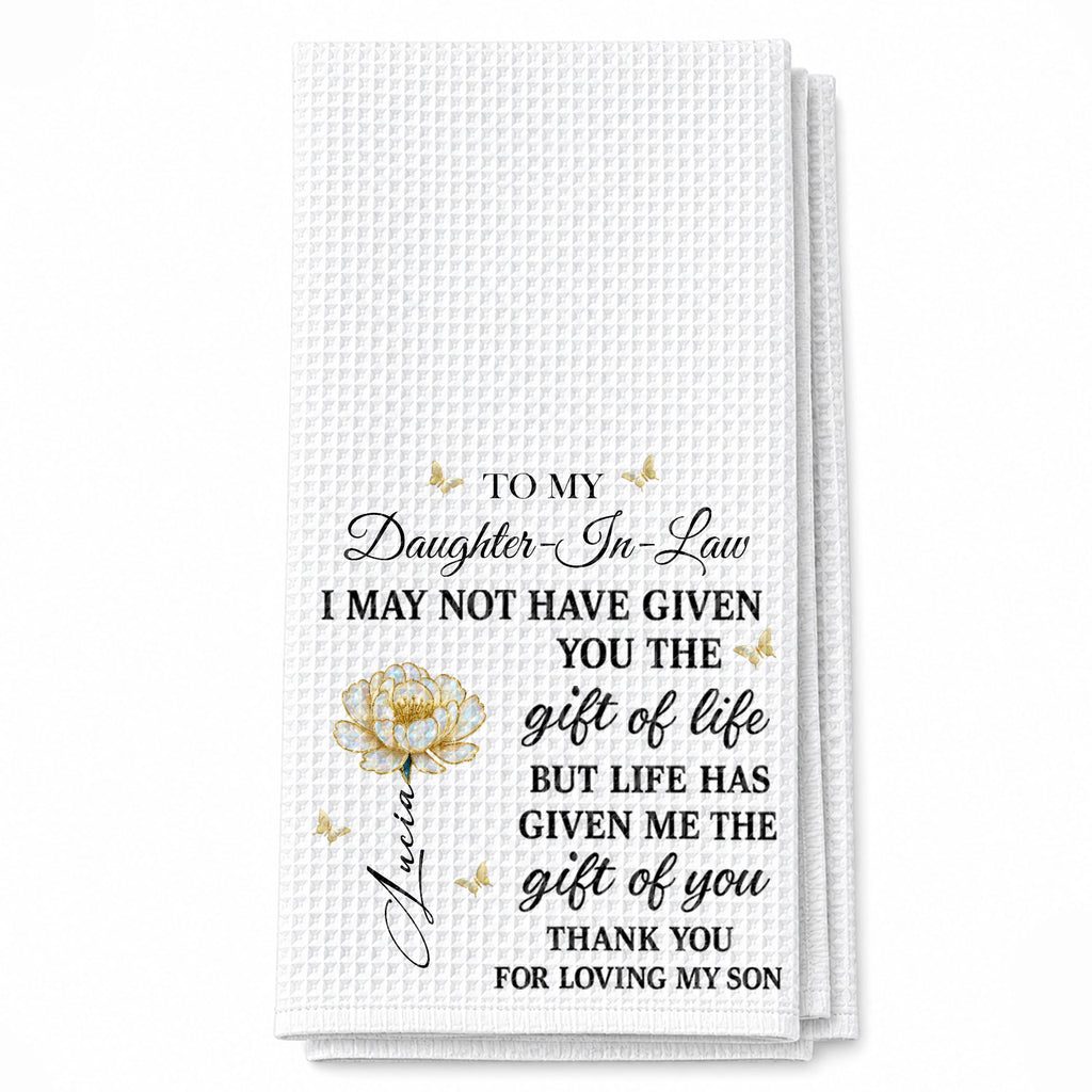 Personalized Kitchen Towel Custom Flower Gift for Daughter-in-Law Kitchen Towel GradoCreations