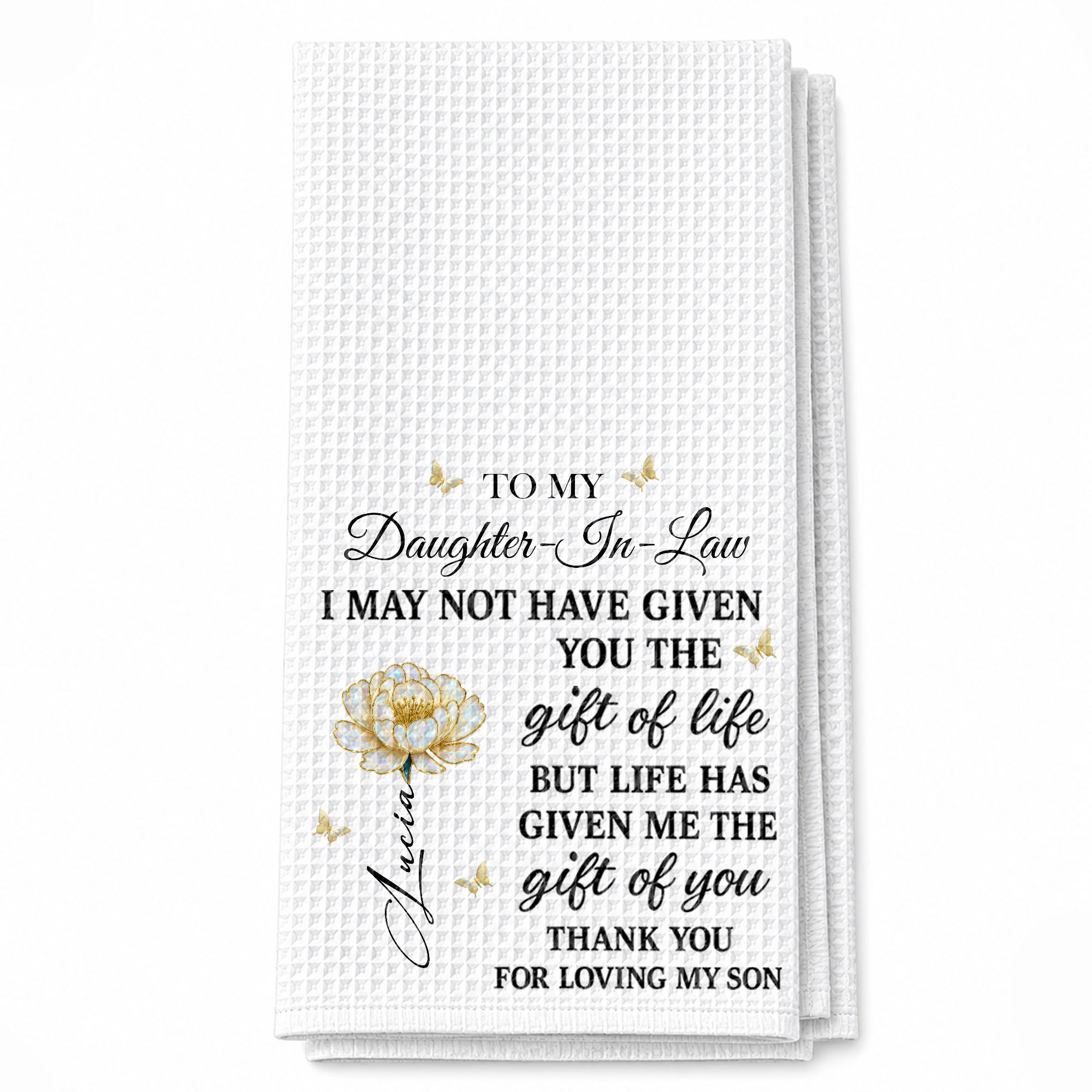 Personalized Kitchen Towel Custom Flower Gift for Daughter-in-Law Kitchen Towel GradoCreations