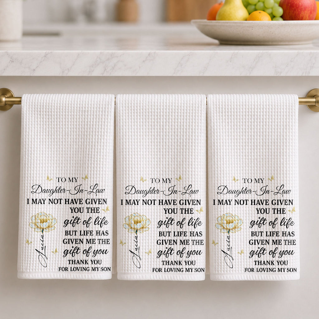 Personalized Kitchen Towel Custom Flower Gift for Daughter-in-Law Kitchen Towel GradoCreations