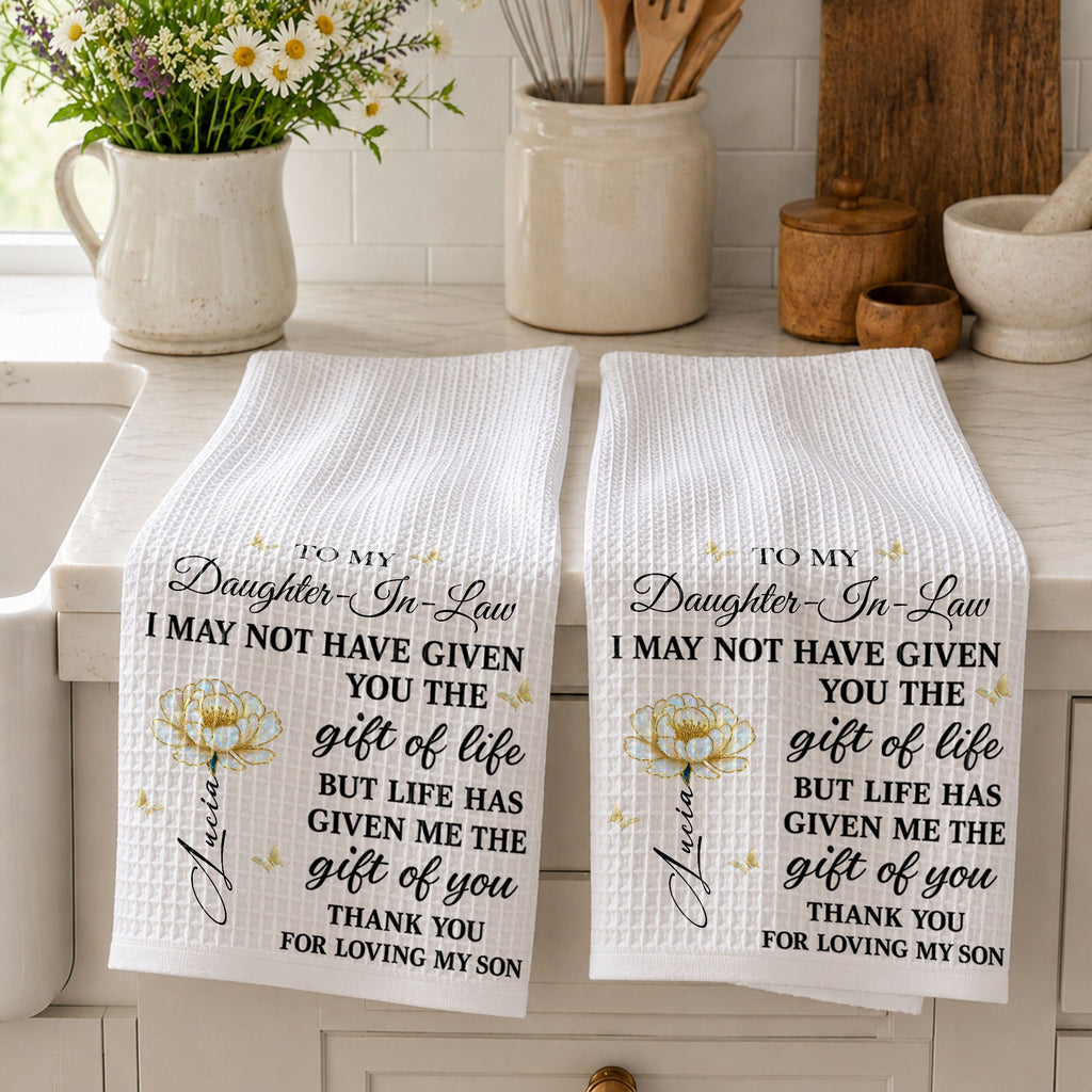 Personalized Kitchen Towel Custom Flower Gift for Daughter-in-Law Kitchen Towel GradoCreations