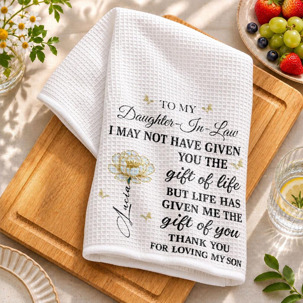 Personalized Kitchen Towel Custom Flower Gift for Daughter-in-Law Kitchen Towel GradoCreations