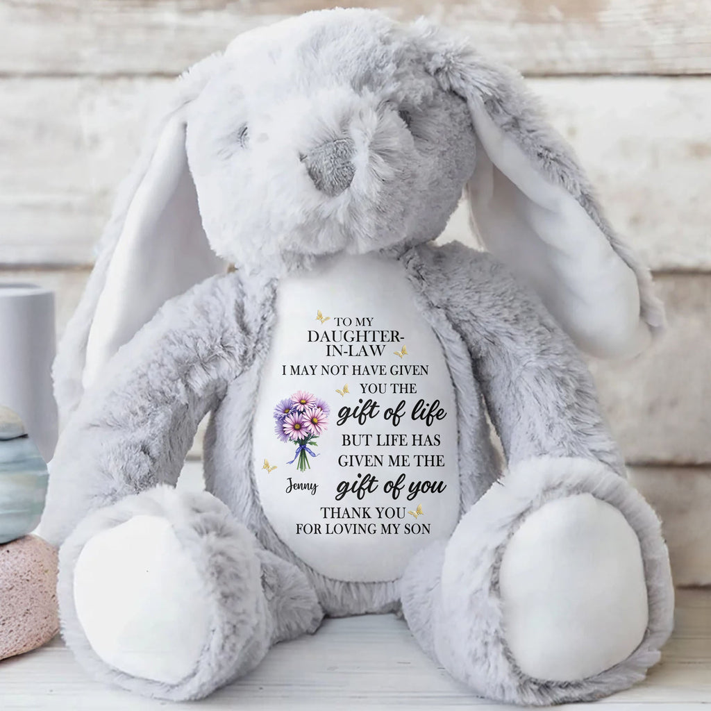 Personalized Plush Bunny Custom Name Gift for Daughter-In-Law Stuffed Bunny GradoCreations