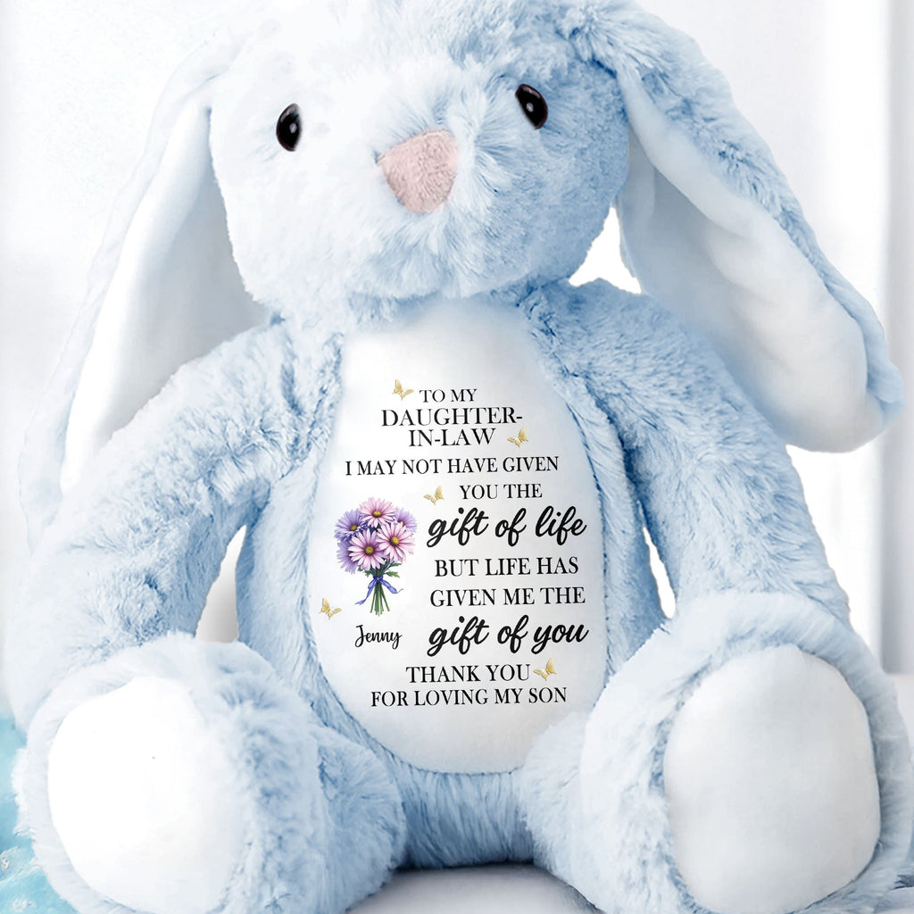 Personalized Plush Bunny Custom Name Gift for Daughter-In-Law Stuffed Bunny GradoCreations