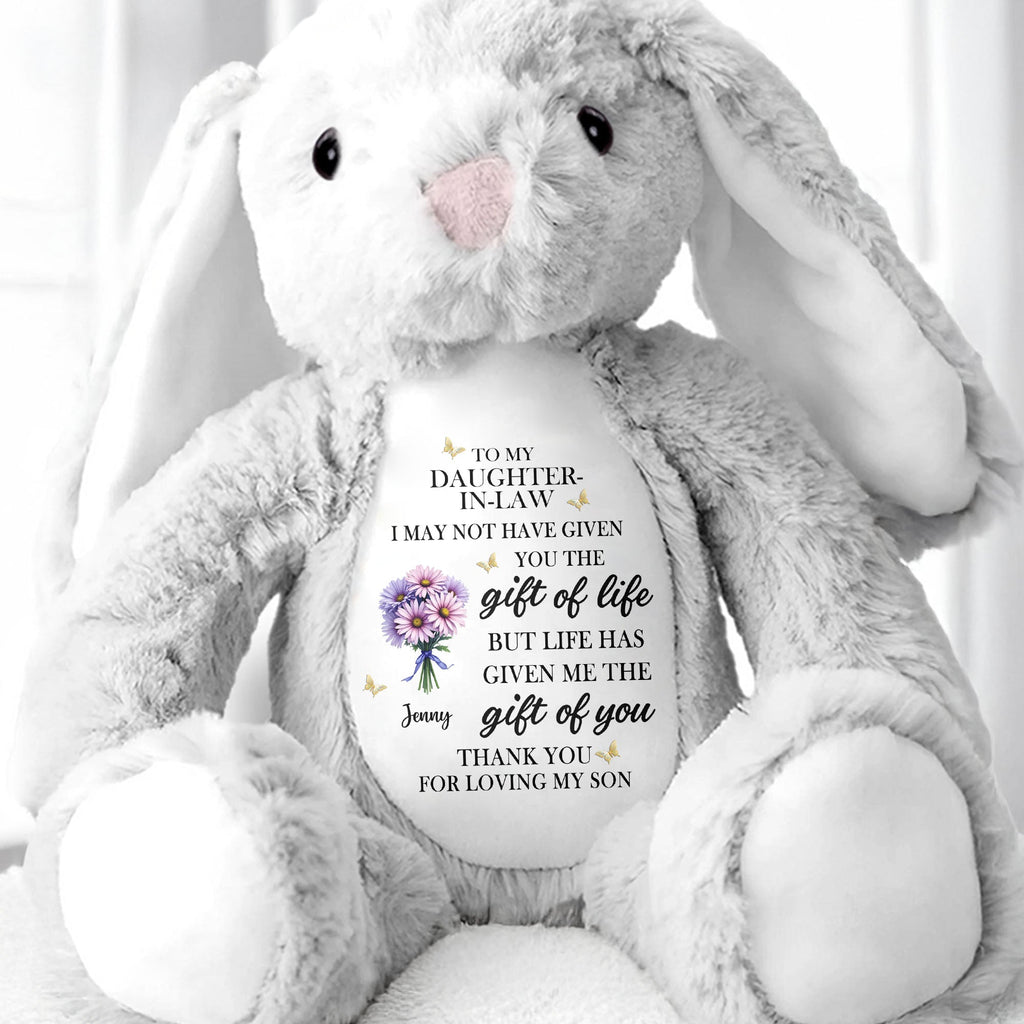 Personalized Plush Bunny Custom Name Gift for Daughter-In-Law Stuffed Bunny GradoCreations