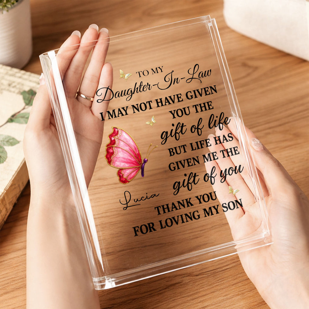Personalized Acrylic Book Vase Gift for Daughter-In-Law with Butterflies Acrylic Book Vase GradoCreations