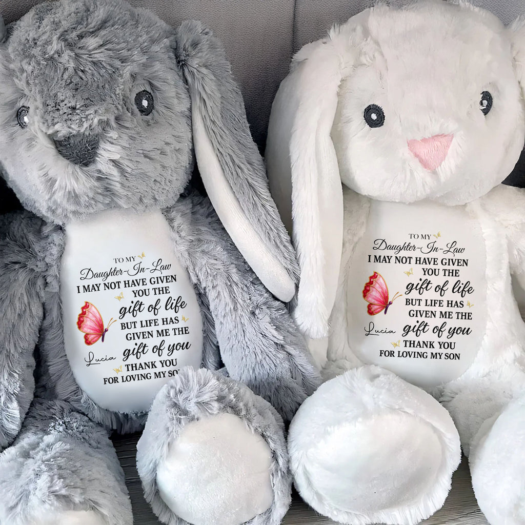 Personalized Stuffed Bunny Gift for Daughter-in-Law with Butterfly Stuffed Bunny GradoCreations