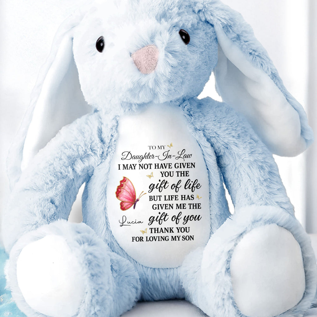 Personalized Stuffed Bunny Gift for Daughter-in-Law with Butterfly Stuffed Bunny GradoCreations