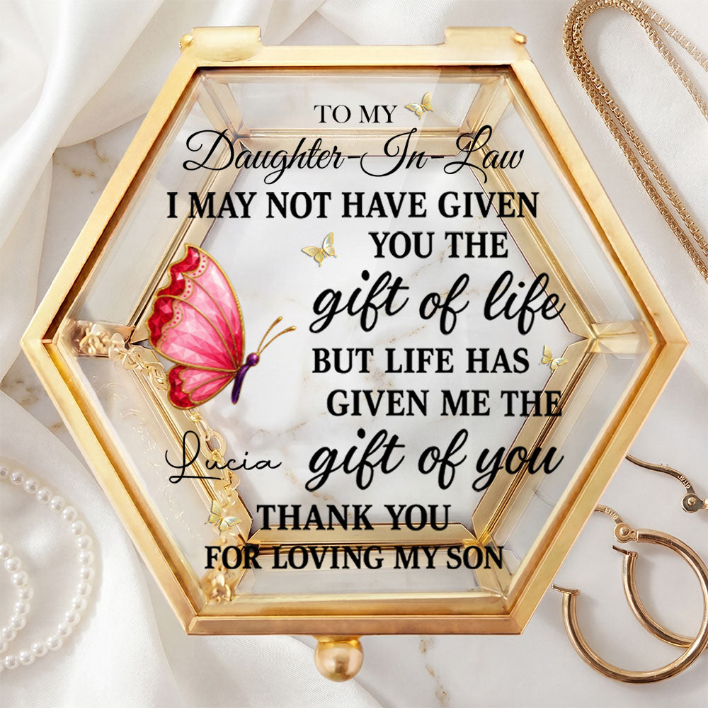 Personalized Glass Jewelry Box Custom Name Gift for Daughter-in-Law Glass Jewelry Box GradoCreations