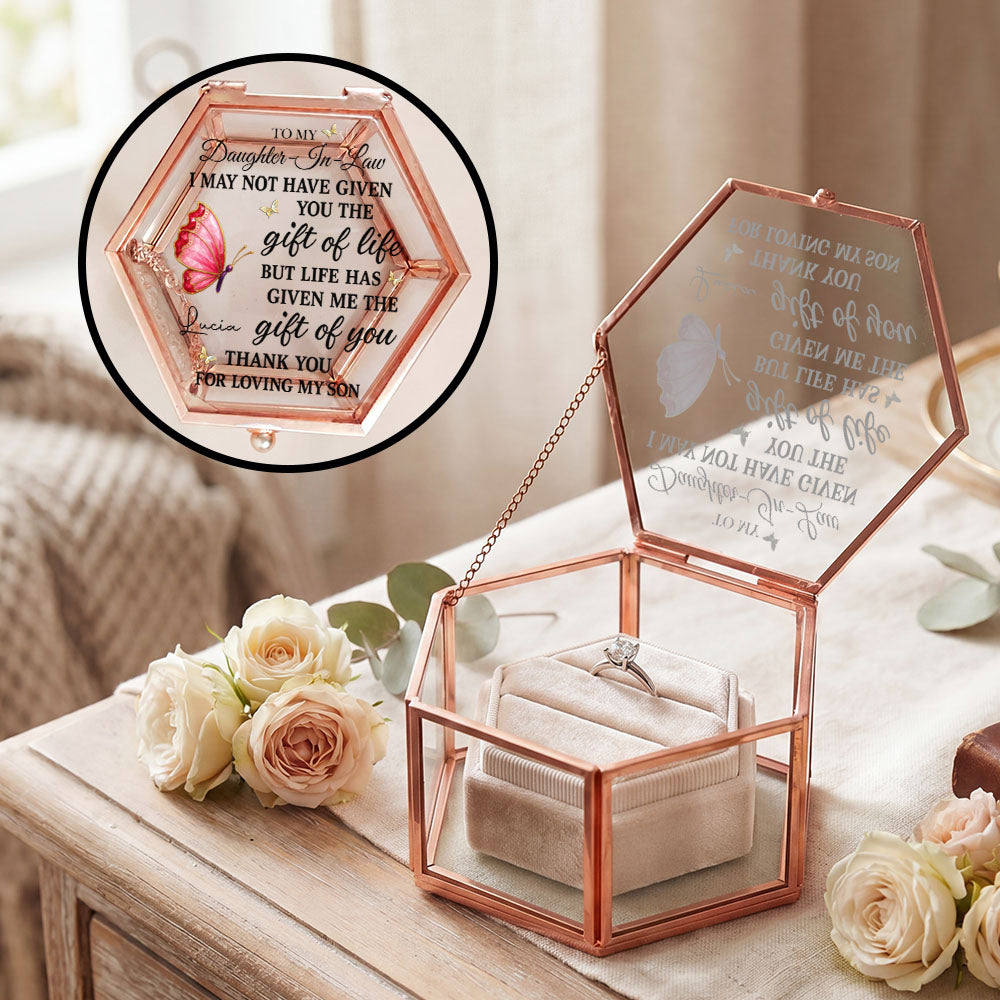 Personalized Glass Jewelry Box Custom Name Gift for Daughter-in-Law Glass Jewelry Box GradoCreations