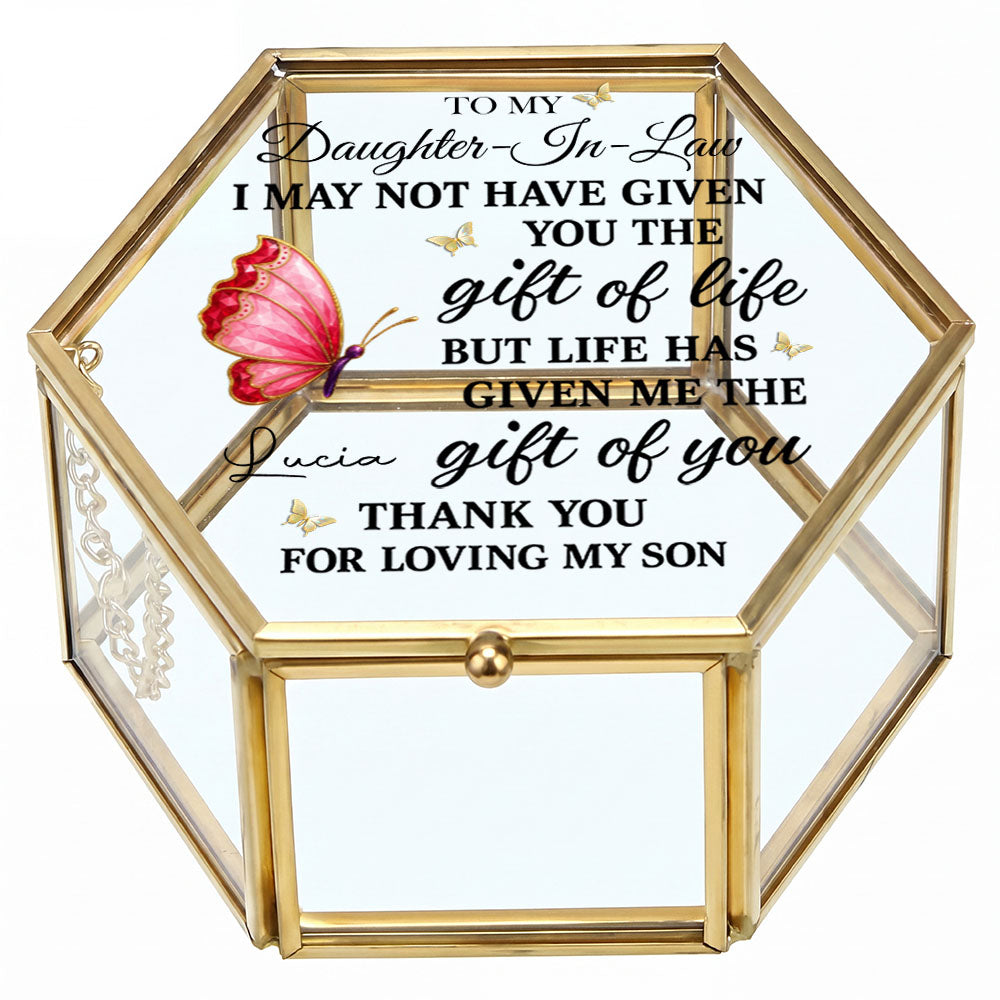 Personalized Glass Jewelry Box Custom Name Gift for Daughter-in-Law Glass Jewelry Box GradoCreations