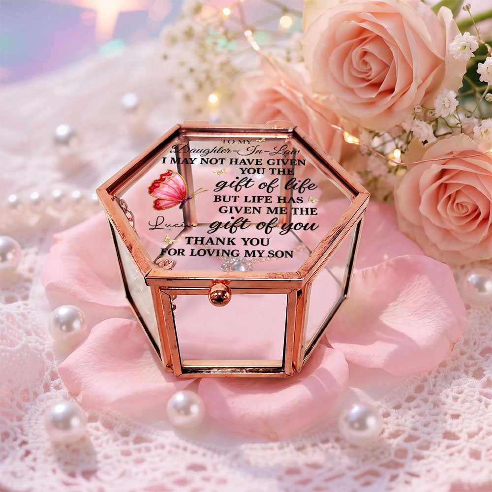 Personalized Glass Jewelry Box Custom Name Gift for Daughter-in-Law Glass Jewelry Box GradoCreations