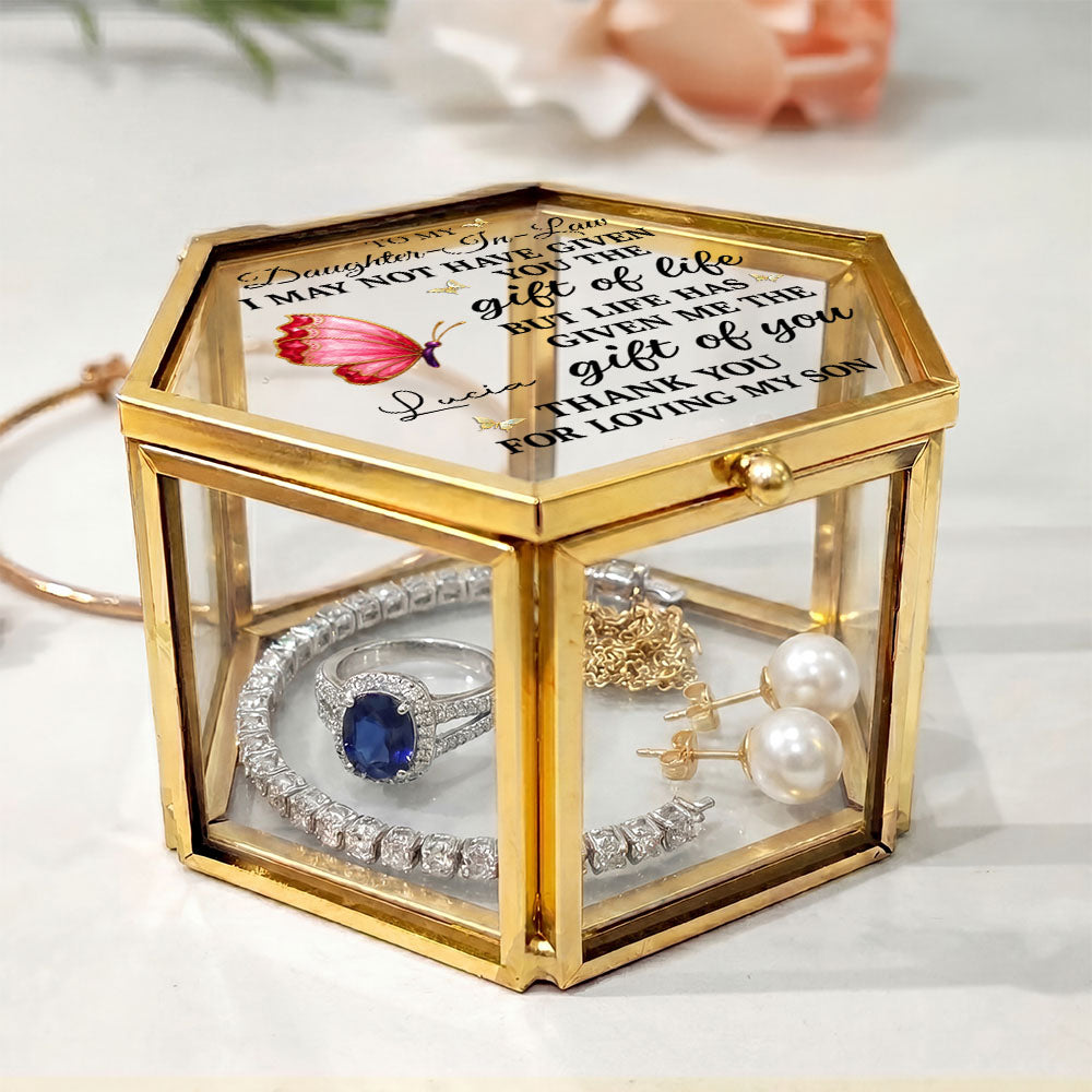 Personalized Glass Jewelry Box Custom Name Gift for Daughter-in-Law Glass Jewelry Box GradoCreations