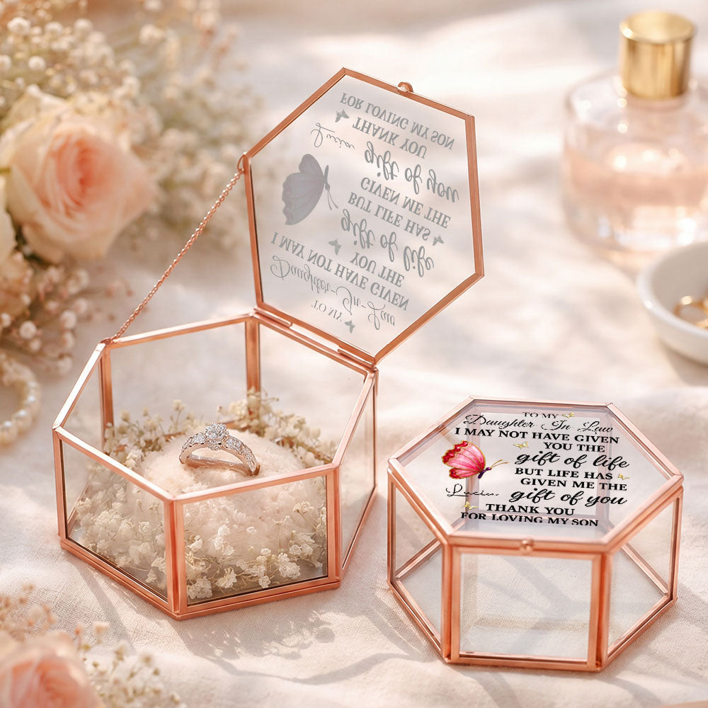 Personalized Glass Jewelry Box Custom Name Gift for Daughter-in-Law Glass Jewelry Box GradoCreations