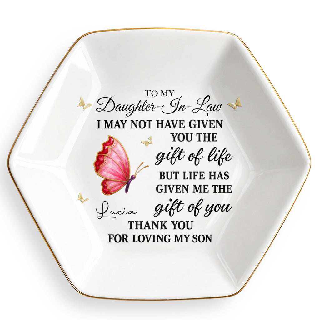 Personalized Hexagonal Jewelry Dish Custom Name Gift for Daughter-in-Law Jewelry Dish GradoCreations