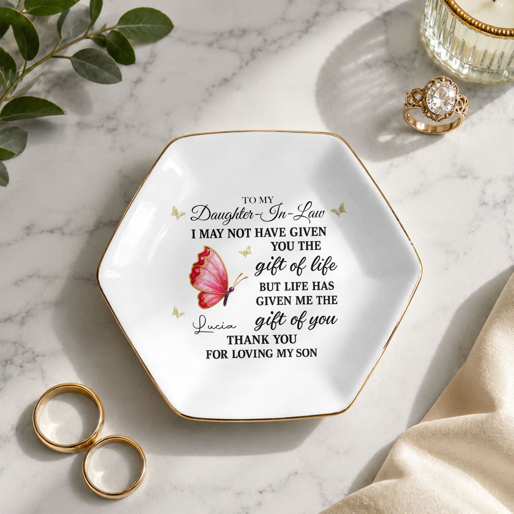 Personalized Hexagonal Jewelry Dish Custom Name Gift for Daughter-in-Law Jewelry Dish GradoCreations